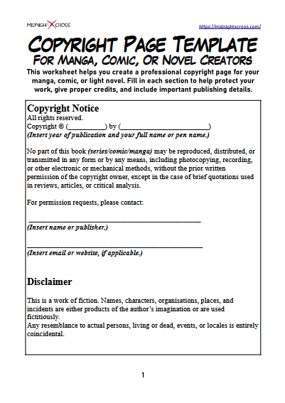 Copyright Page Template Preview 1